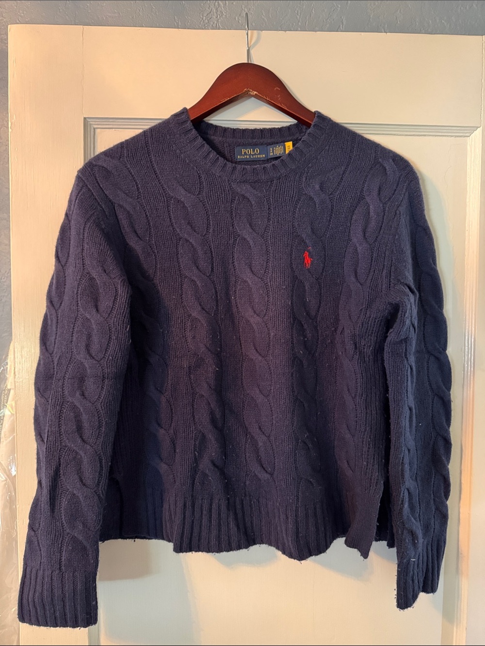 Polo Ralph Lauren Navy Cable-Knit Crewneck Sweater